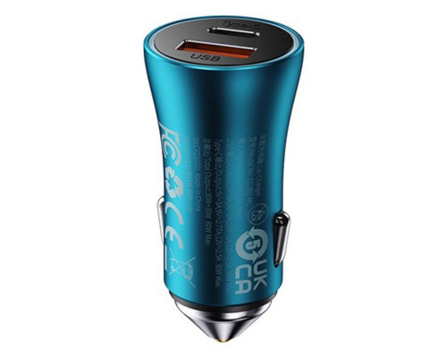 Автомобільний зарядний пристрій Baseus Golden Contactor Max Dual Fast Charger Car Charger U+C 60W Blue (CGJM000103)