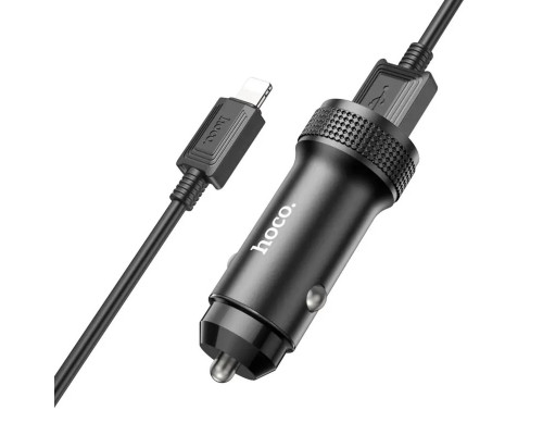 Автомобільний зарядний пристрій HOCO Z49 Level dual port car charger set(iP) Black