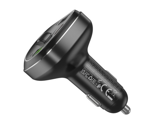 АЗП з FM-модулятором HOCO E76 Pole PD45W+QC3.0 car BT FM transmitter Obsidian Black