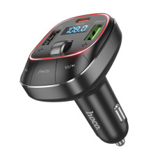 АЗП з FM-модулятором HOCO E76 Pole PD45W+QC3.0 car BT FM transmitter Obsidian Black