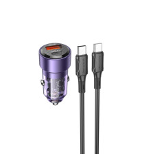 Автомобільний зарядний пристрій BOROFONE BZ20 Smart 38W dual port PD20W+QC3.0 car charger set(C to C) Transparent Purple