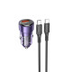 Автомобільний зарядний пристрій BOROFONE BZ20 Smart 38W dual port PD20W+QC3.0 car charger set(C to C) Transparent Purple