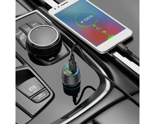 Автомобільний зарядний пристрій BOROFONE BZ21A Brilliant 36W dual port QC3.0 car charger set(Micro) Black