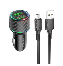 Автомобільний зарядний пристрій BOROFONE BZ21A Brilliant 36W dual port QC3.0 car charger set(Micro) Black