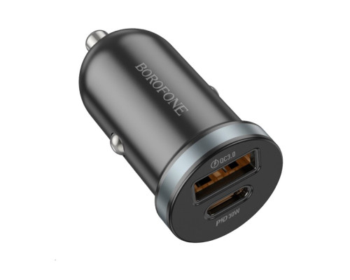 Автомобільний зарядний пристрій BOROFONE BZ22 Scenery dual port PD30W+QC3.0 car charger Black