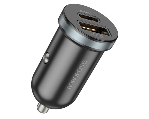 Автомобільний зарядний пристрій BOROFONE BZ22 Scenery dual port PD30W+QC3.0 car charger Black