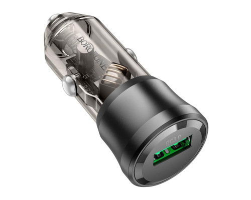 Автомобільний зарядний пристрій BOROFONE BZ23 Noble single-port QC3.0 car charger Transparent Black