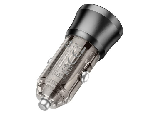 Автомобільний зарядний пристрій BOROFONE BZ23 Noble single-port QC3.0 car charger Transparent Black