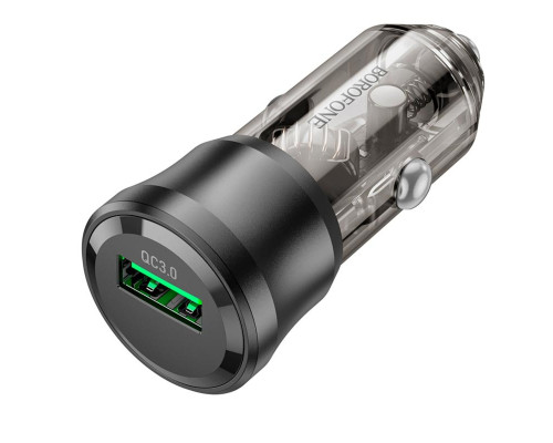 Автомобільний зарядний пристрій BOROFONE BZ23 Noble single-port QC3.0 car charger Transparent Black