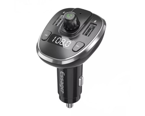 Автобільний зарядний пристрій ESSAGER Dynamic Car Bluetooth MP3 Car Charger Sliver