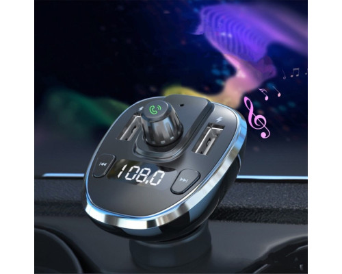 Автобільний зарядний пристрій ESSAGER Dynamic Car Bluetooth MP3 Car Charger Sliver