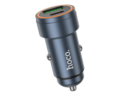 Автомобільний зарядний пристрій HOCO Z57A Glorious PD30W+QC3.0 car charger Metal Gray (6942007633109)