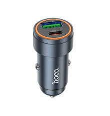 Автомобільний зарядний пристрій HOCO Z57A Glorious PD30W+QC3.0 car charger Metal Gray (6942007633109)