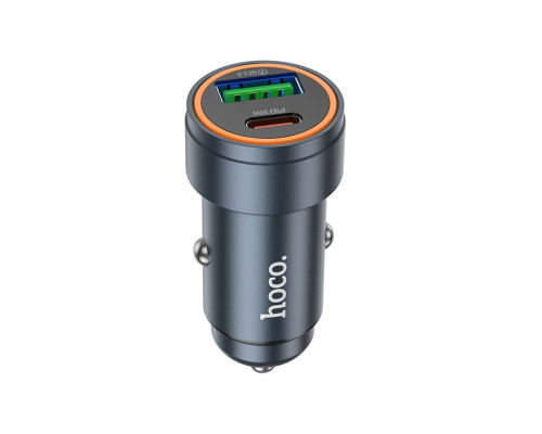 Автомобільний зарядний пристрій HOCO Z57A Glorious PD30W+QC3.0 car charger Metal Gray (6942007633109)