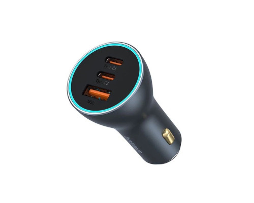 Автомобільний зарядний пристрій Baseus Golden Contactor Pro GaN Fast Charging Car Charger U+2C 65W Lunar Gray (C00035202841-00)
