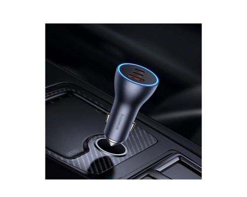 Автомобільний зарядний пристрій Baseus Golden Contactor Pro GaN Fast Charging Car Charger U+2C 65W Lunar Gray (C00035202841-00)