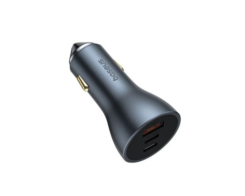 Автомобільний зарядний пристрій Baseus Golden Contactor Pro GaN Fast Charging Car Charger U+2C 65W Lunar Gray (C00035202841-00)