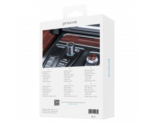 АЗП Proove Double Energy Plus 53W 3A 1USB-A+1USB-C metal gray PLS-00-00112582
