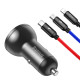 АЗП Baseus Digital Display Dual USB 4.8A Car Charger 24W+Three Primary Colors 3-in-1 Cable1.2M