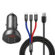 АЗП Baseus Digital Display Dual USB 4.8A Car Charger 24W+Three Primary Colors 3-in-1 Cable1.2M