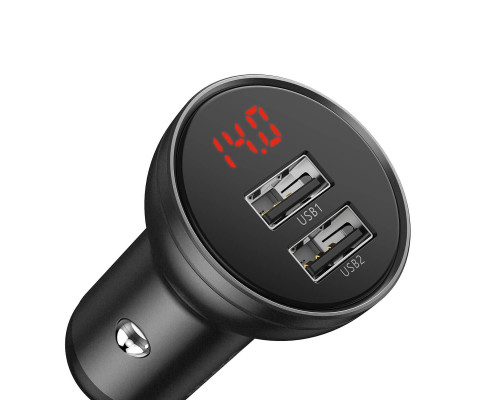 АЗП Baseus Digital Display Dual USB 4.8A Car Charger 24W+Three Primary Colors 3-in-1 Cable1.2M