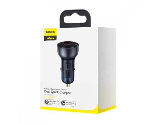 Автомобільний зарядний пристрій Baseus Particular Digital Display QC+PPS Dual Quick Charger Car Charger 65W Dark Gray (CCKX-C0G)