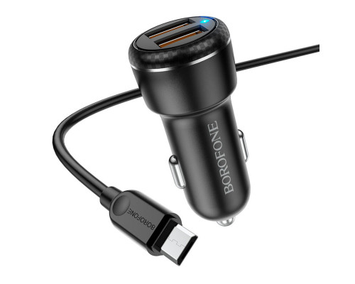 Автомобільний зарядний пристрій BOROFONE BZ17 Core dual port QC3.0 car charger set(Micro) 18W