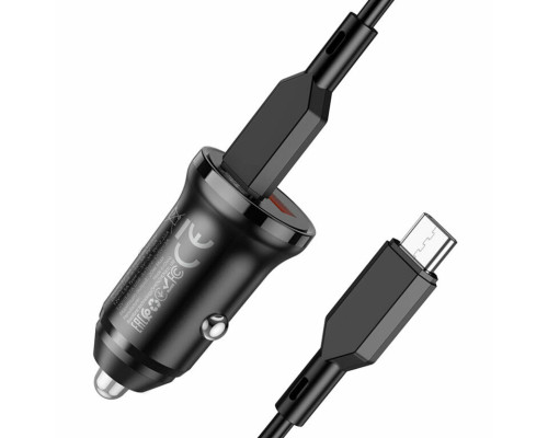 Автомобільний зарядний пристрій BOROFONE BZ18A PD20W+QC3.0 car charger set(Type-C to Type-C) Black