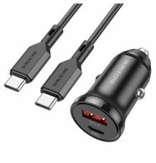 Автомобільний зарядний пристрій BOROFONE BZ18A PD20W+QC3.0 car charger set(Type-C to Type-C) Black