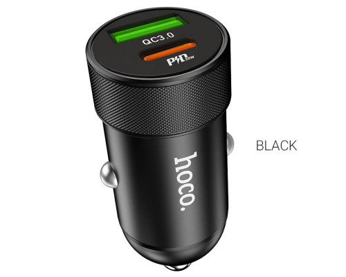 Автомобільний зарядний пристрій HOCO Z32B Speed up PD20W+QC3.0 car charger Black