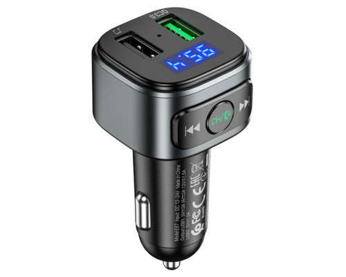 АЗП з FM-модулятором HOCO E67 Fighter QC3.0 18W car BT FM transmitter Black