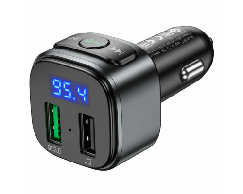 АЗП з FM-модулятором HOCO E67 Fighter QC3.0 18W car BT FM transmitter Black