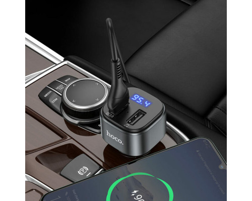 АЗП з FM-модулятором HOCO E67 Fighter QC3.0 18W car BT FM transmitter Black