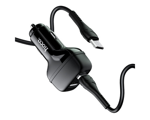 Автомобільний зарядний пристрій HOCO Z36 Leader dual port car charger set(Micro) Black