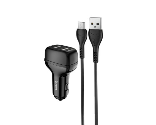 Автомобільний зарядний пристрій HOCO Z36 Leader dual port car charger set(Micro) Black