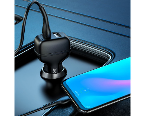 Автомобільний зарядний пристрій HOCO Z36 Leader dual port car charger set(Micro) Black