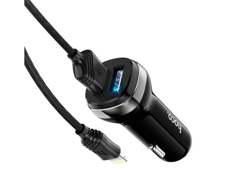 Автомобільний зарядний пристрій HOCO Z40 Superior dual port car charger set(iP) Black