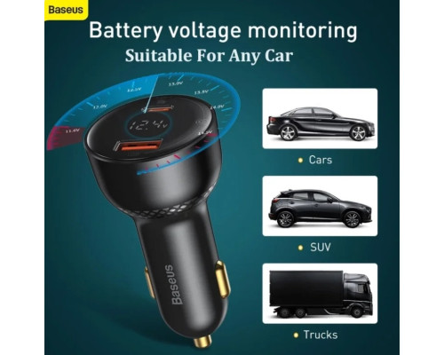 Автомобільний зарядний пристрій Baseus Superme Digital Display PPS Dual Quick Charger Car Charger Black (TZCCZX-01)