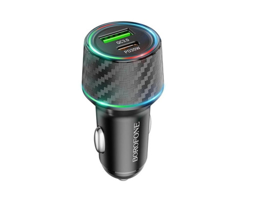 Автомобільний зарядний пристрій BOROFONE BZ21 Brilliant 48W dual port PD30W+QC3.0 car charger Black