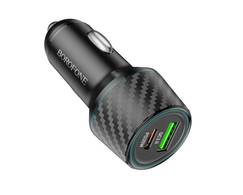 Автомобільний зарядний пристрій BOROFONE BZ21 Brilliant 48W dual port PD30W+QC3.0 car charger Black