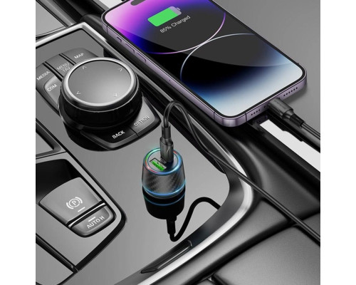 Автомобільний зарядний пристрій BOROFONE BZ21 Brilliant 48W dual port PD30W+QC3.0 car charger Black