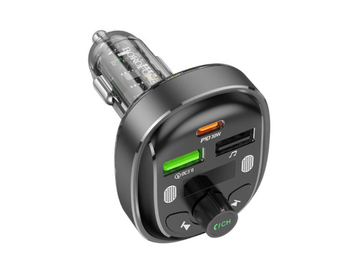 АЗП з FM-модулятором BOROFONE BC47 Might PD30W+QC3.0 car BT FM transmitter Jazz Metal Gray