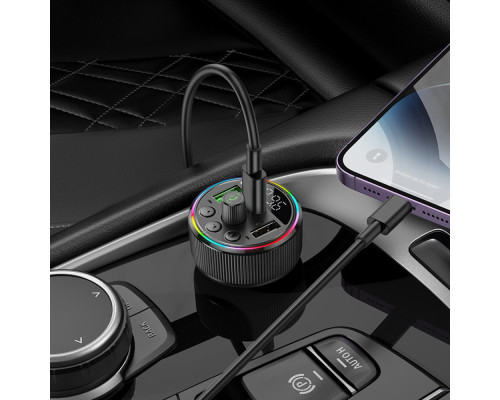 АЗП з FM-модулятором HOCO E82 Guerrero PD30W+QC3.0 car BT FM transmitter Black (6942007620642)