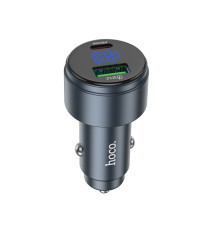 Автомобільний зарядний пристрій HOCO Z57B Glorious 63W dual-port digital display PD45W+QC3.0 car charger Metal Gray (6942007633161)