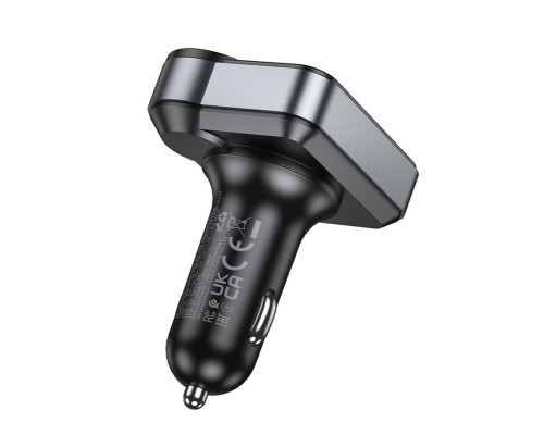 АЗП з FM-модулятором HOCO E86 Alegria 48W dual port PD30W+QC3.0 car BT FM transmitter Black (6942007646956)