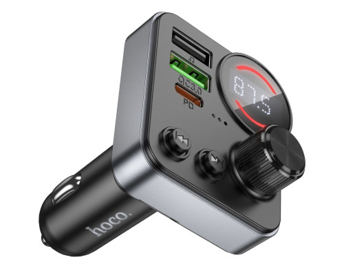 АЗП з FM-модулятором HOCO E86 Alegria 48W dual port PD30W+QC3.0 car BT FM transmitter Black (6942007646956)