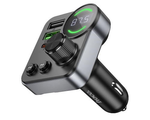 АЗП з FM-модулятором HOCO E86 Alegria 48W dual port PD30W+QC3.0 car BT FM transmitter Black (6942007646956)