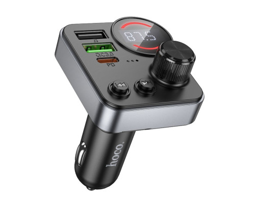 АЗП з FM-модулятором HOCO E86 Alegria 48W dual port PD30W+QC3.0 car BT FM transmitter Black (6942007646956)