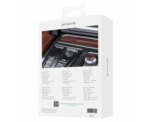 АЗП Proove Tiny Power Pro 65W 3A 1USB-A+1USB-C black PLS-00-00112584