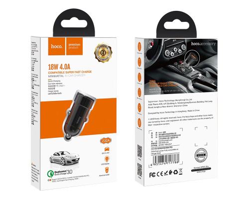АЗП Hoco Z32A Flash Power 18W 4A 1USB-A black PLS-00-00036541